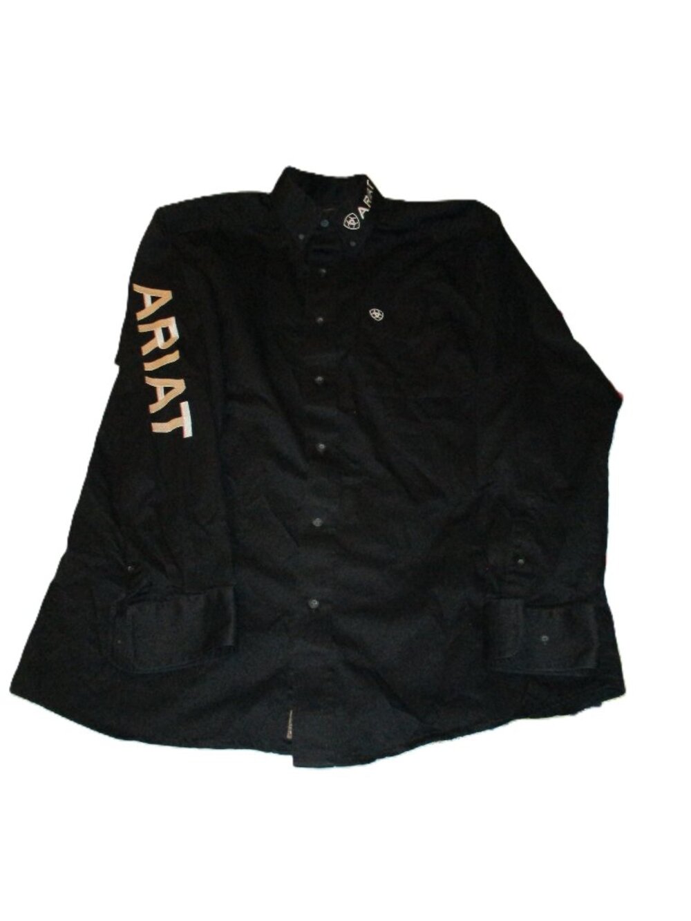 Mens Twill Classic Black Ariat Logo Button Up Dress shirt M